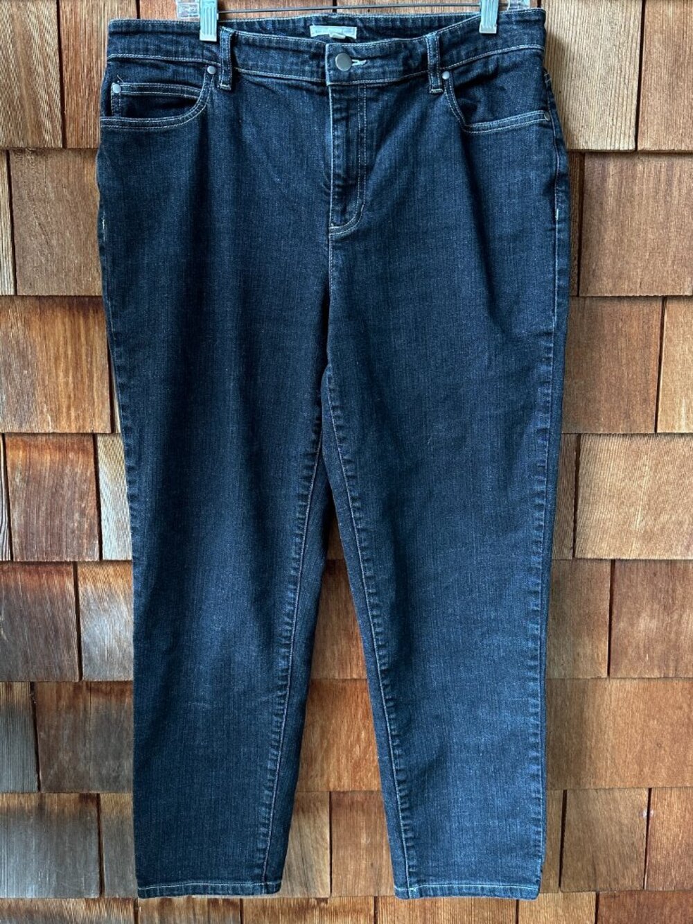 EUC Eileen Fisher Black Stretch Organic Cotton Denim Jeans in Size 14